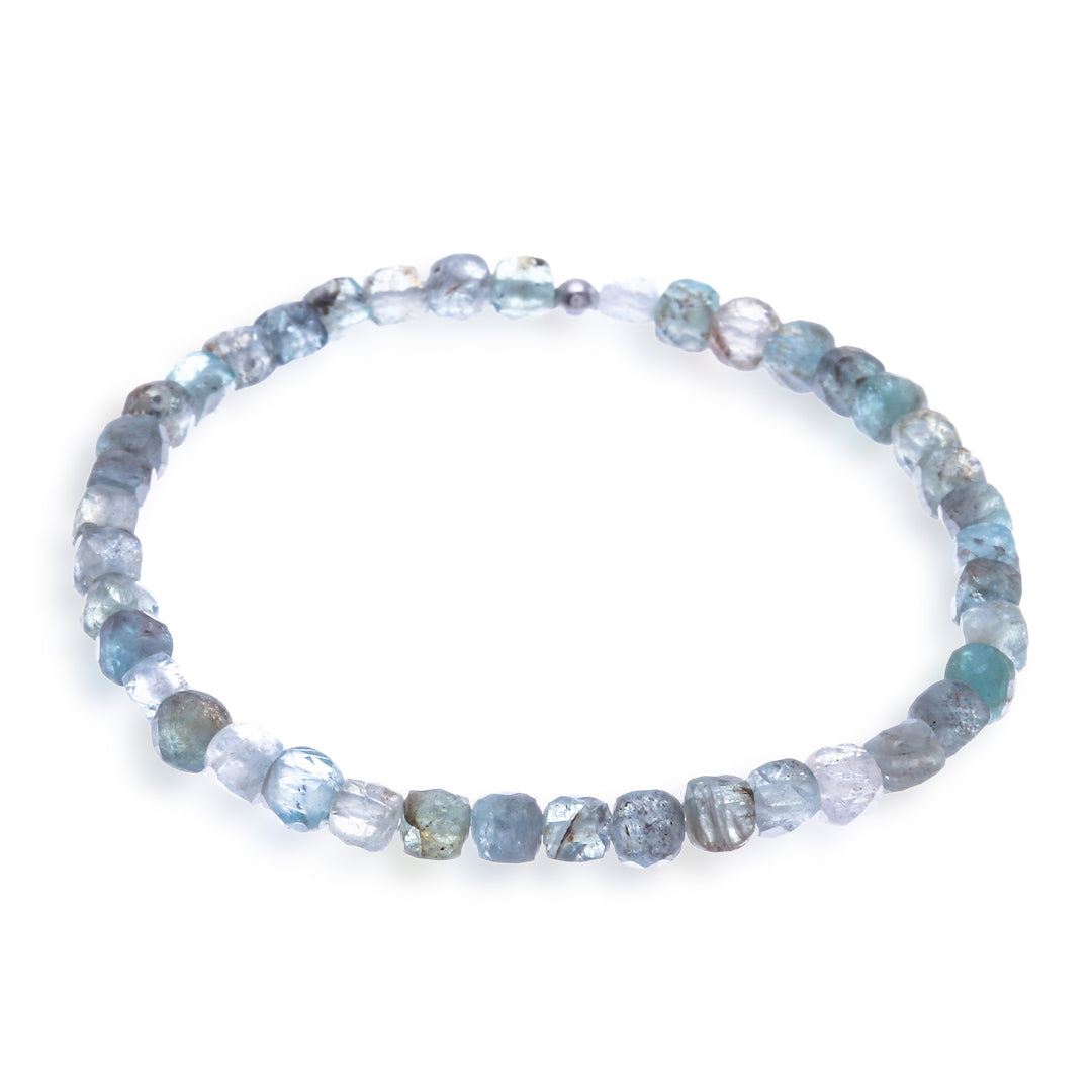 Artisan-Made 15-Carat Faceted Labradorite Stretch Bracelet - Spiritual Colors of Chiang Mai