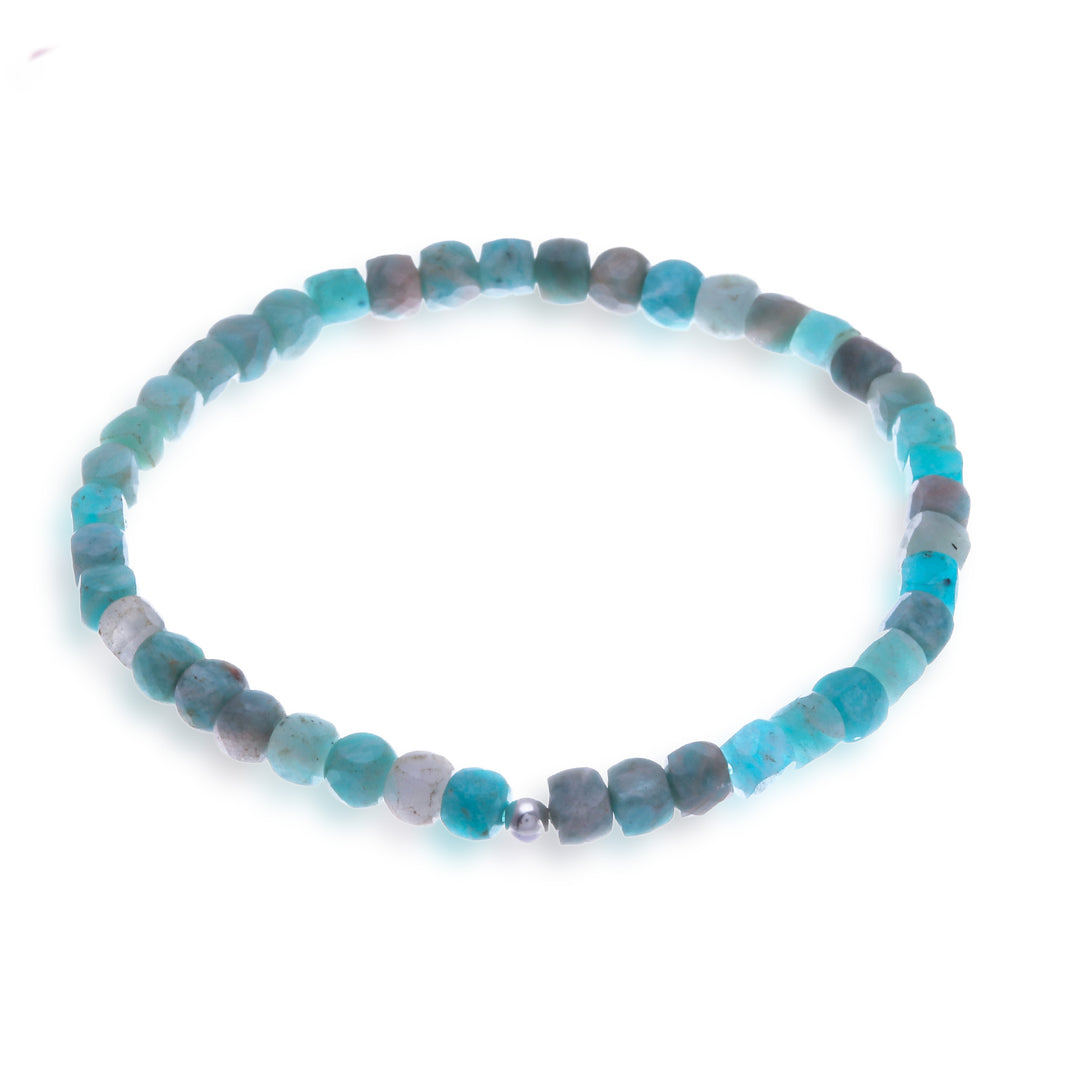 Faceted Square Amazonite Stretch Bracelet with 16 Carats - Divine Colors of Chiang Mai