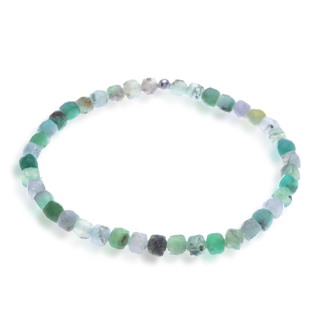 Natural Square Chrysoprase Stretch Bracelet with 15 Carats - Joyful Colors of Chiang Mai