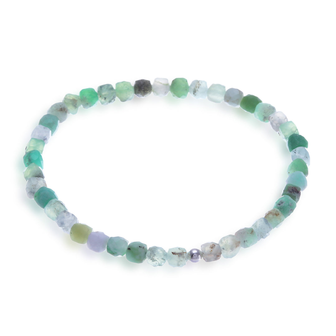 Natural Square Chrysoprase Stretch Bracelet with 15 Carats - Joyful Colors of Chiang Mai