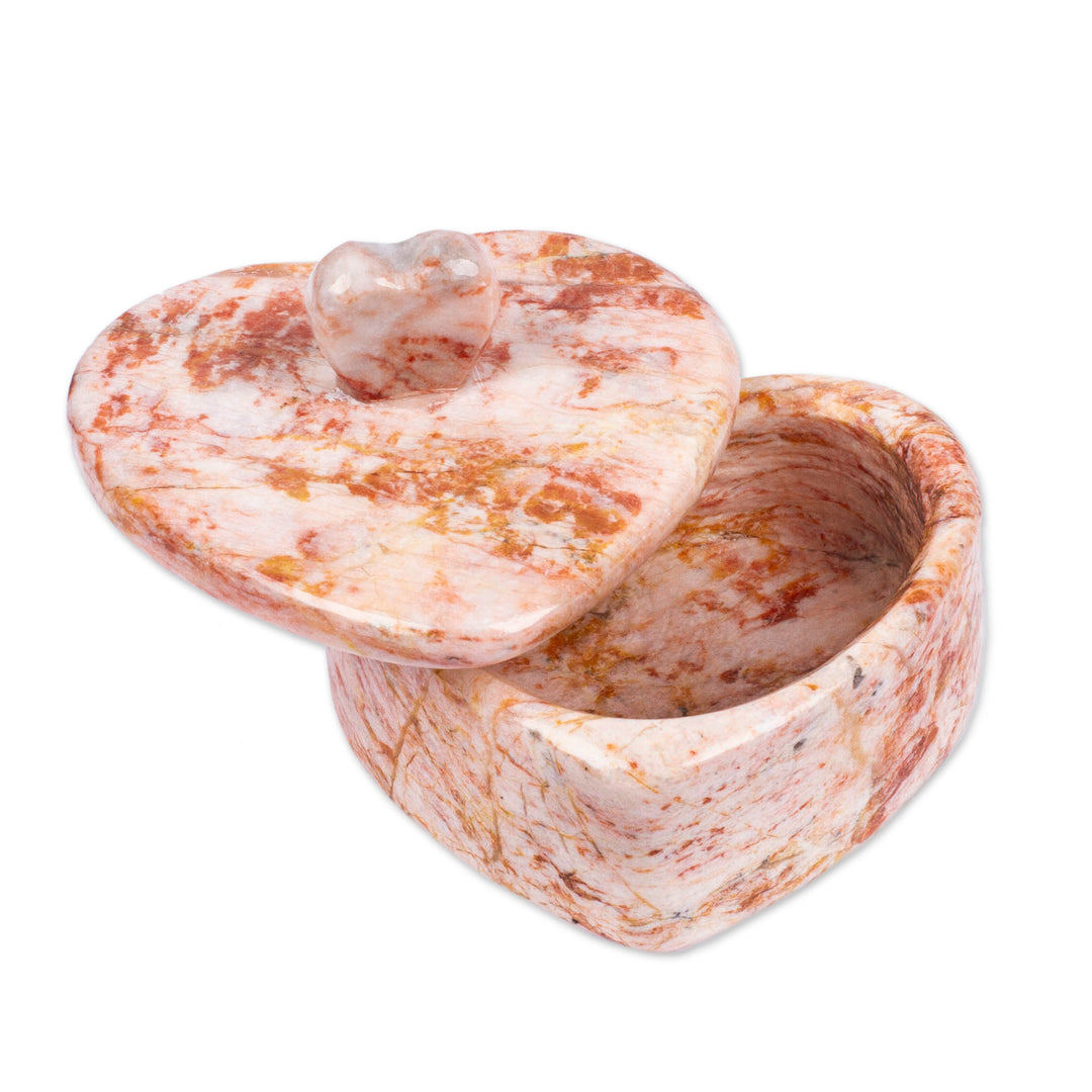 Hand-Carved Marble Decorative Jewelry Box with Heart Design - I Give You my Heart