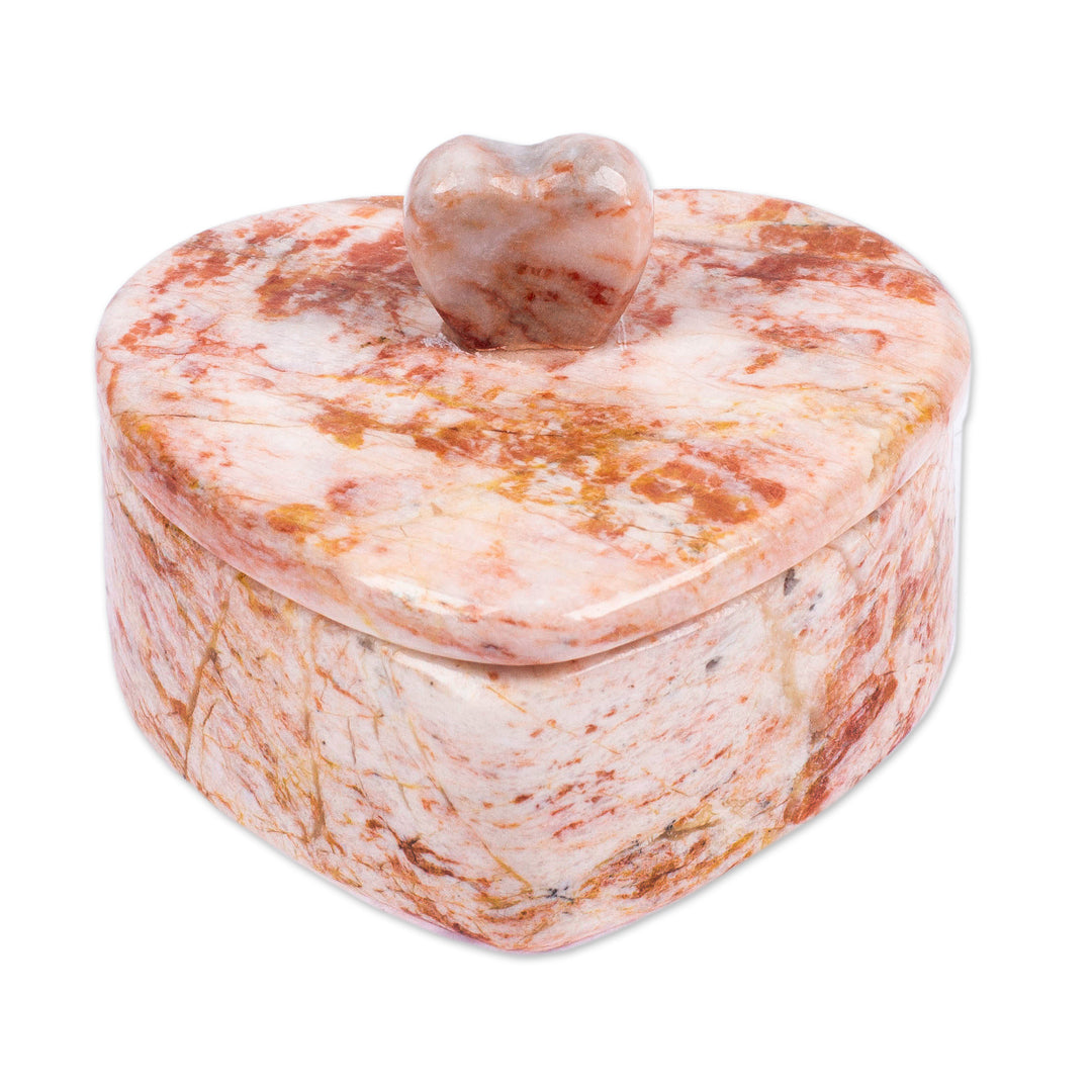 Hand-Carved Marble Decorative Jewelry Box with Heart Design - I Give You my Heart