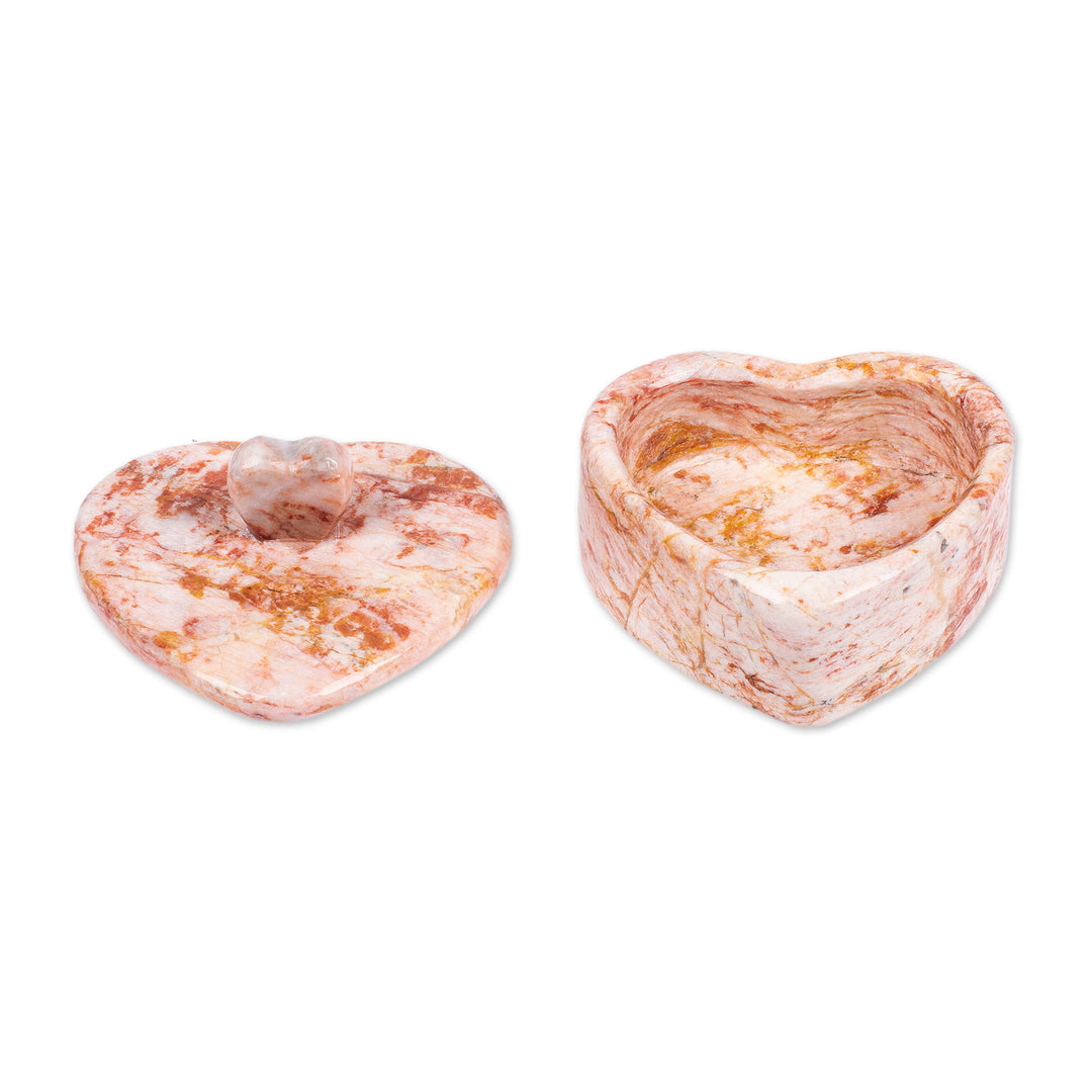 Hand-Carved Marble Decorative Jewelry Box with Heart Design - I Give You my Heart
