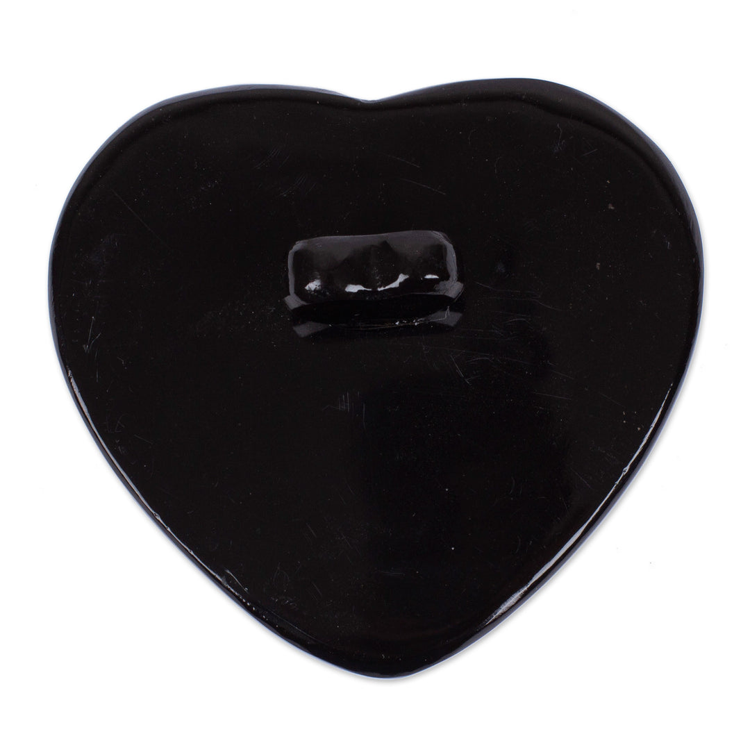 Heart-Themed Carved Black Marble Decorative Jewelry Box - My Heart is Yours