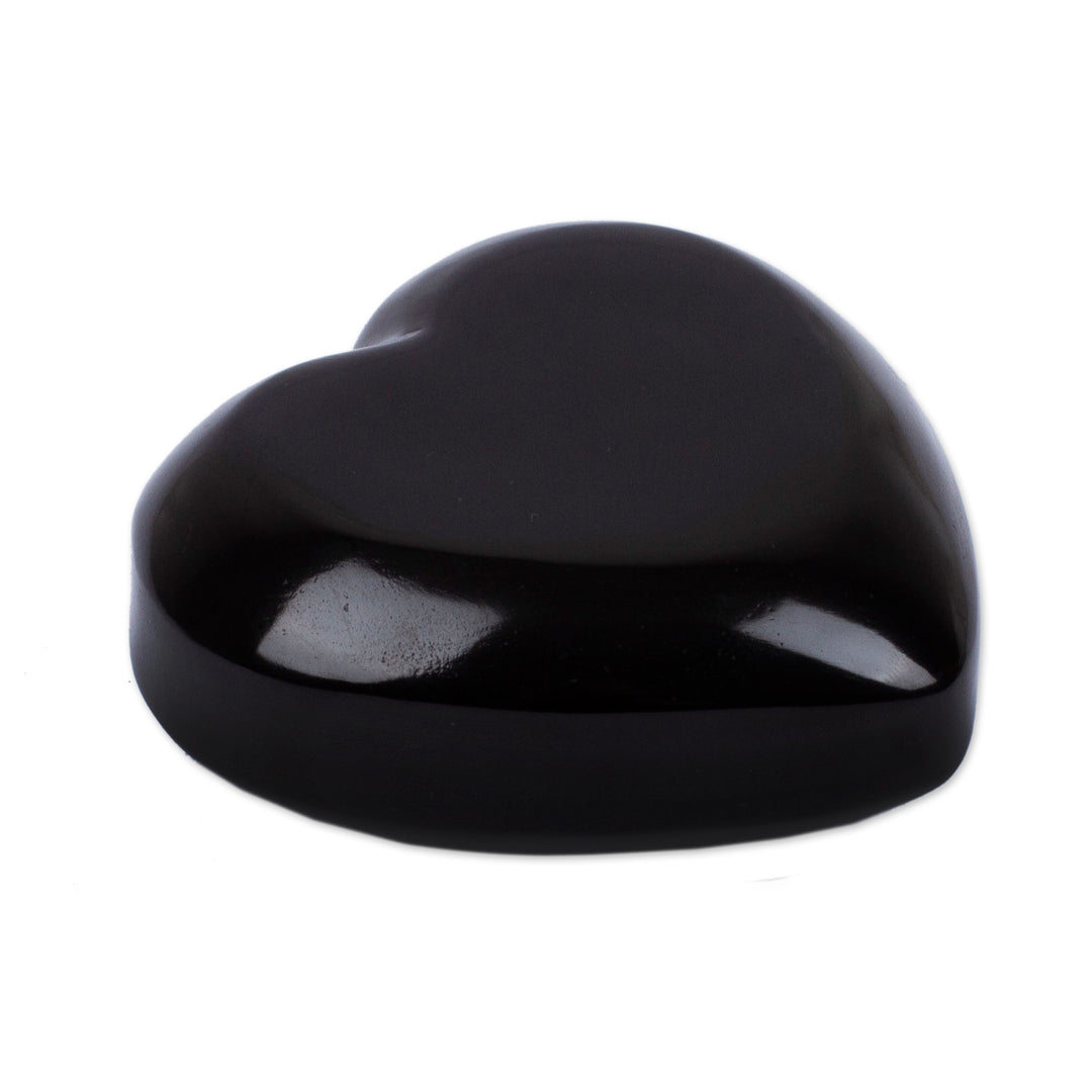 Heart-Themed Home Accent Hand-Carved from Black Marble - My Heart is Yours