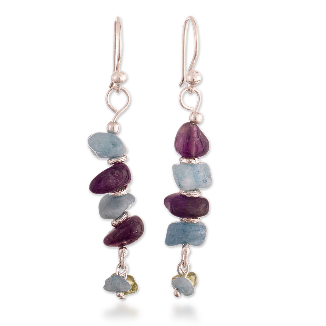 Natural Multi-Gemstone Beaded Dangle Earrings from Peru - Jewels & Dreams