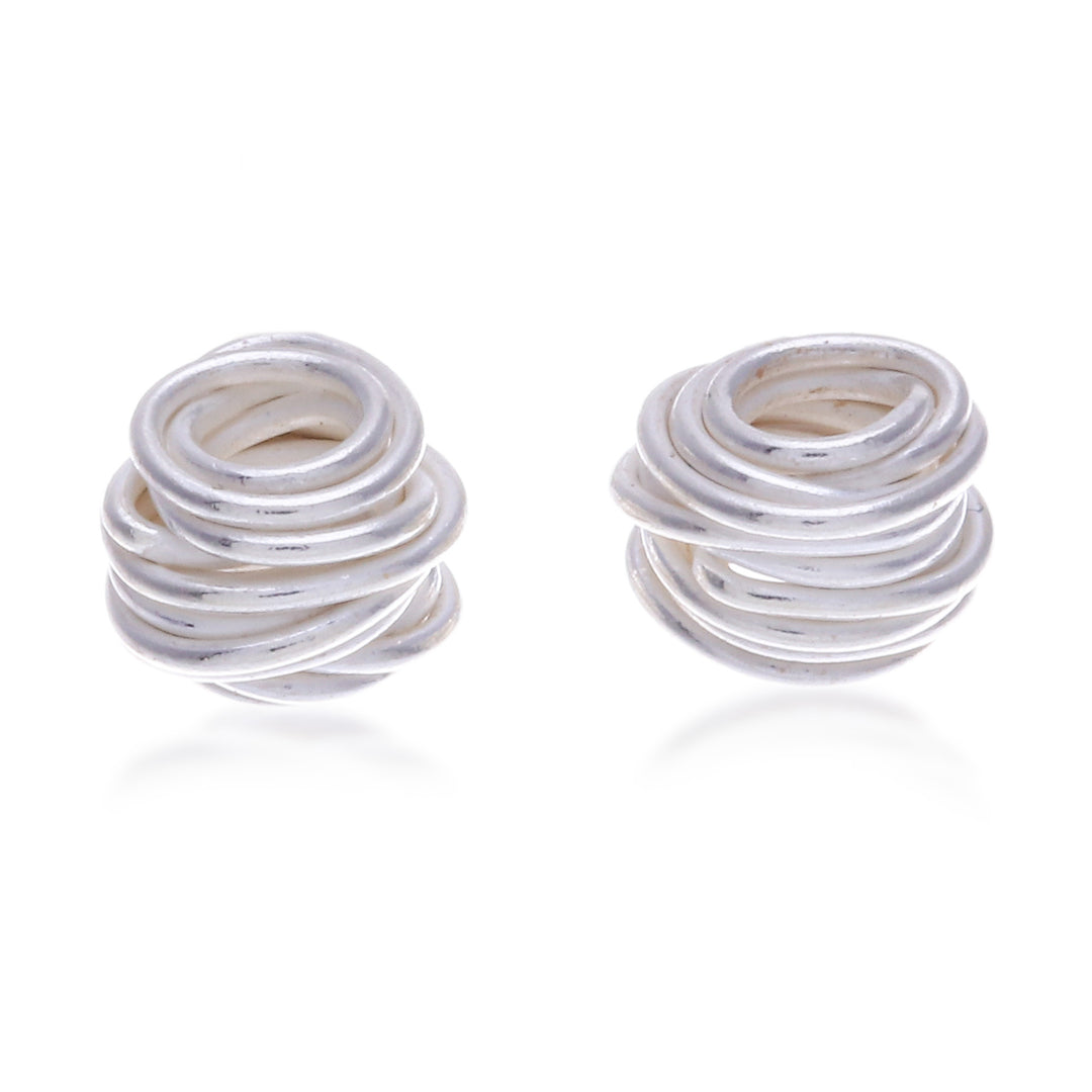 Sterling Silver Stud Earrings with Modern Wire Design - Shining Wires