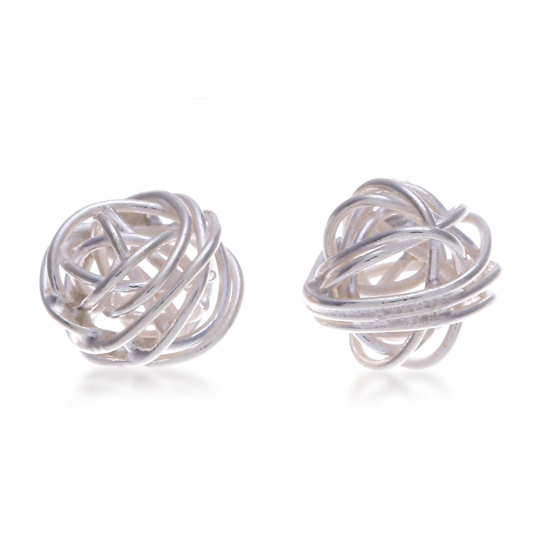 Nest Intertwined Wire Modern Sterling Silver Stud Earrings - Divine Nests