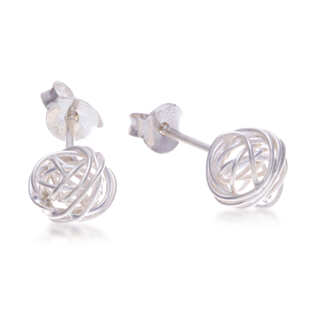 Nest Intertwined Wire Modern Sterling Silver Stud Earrings - Divine Nests
