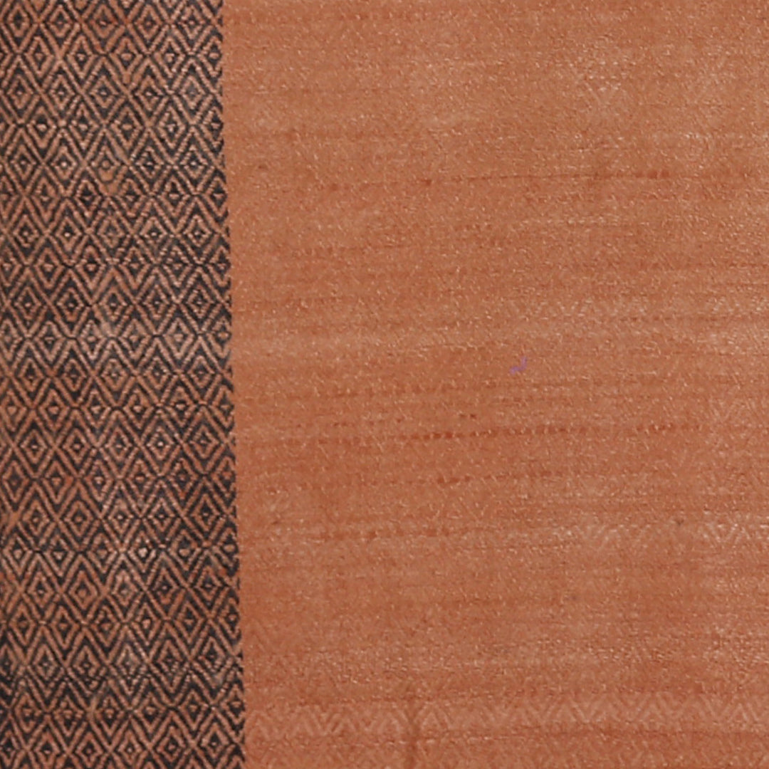 Orange Black Handwoven Men's Silk Scarf with Diamond Pattern - Luxurious Orange