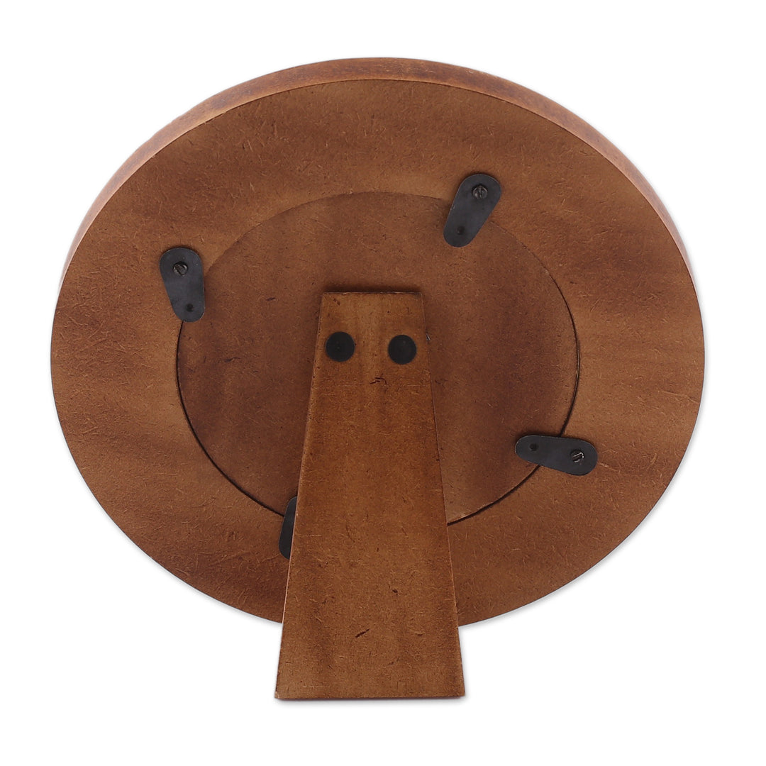 Cartography-Themed Laminated Wood 4-Inch Round Photo Frame - Delightful Cartography