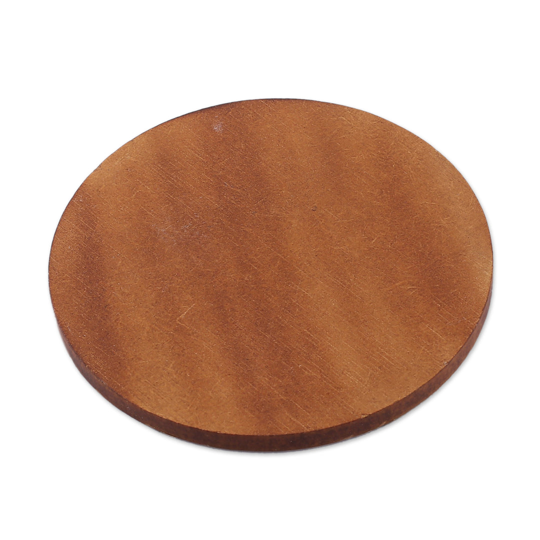 Set of 5 World Map-Themed Round Laminated Wood Coasters - Charming Cartography