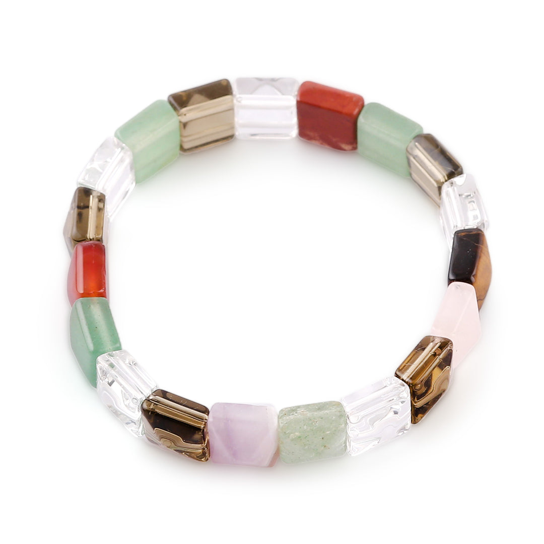 Multi-Gemstone Beaded Stretch Bracelet Handcrafted in India - Stunning Tiles