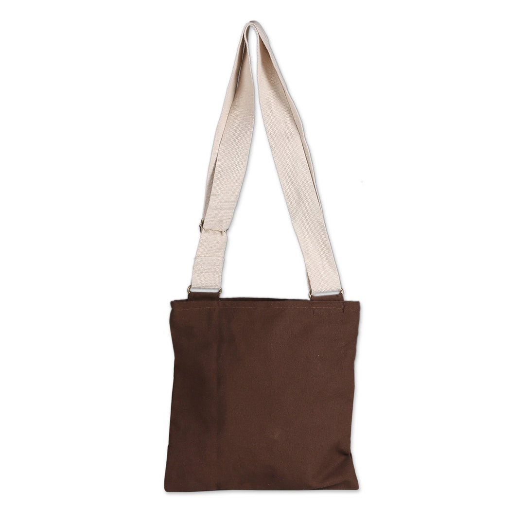 Adjustable Cotton Sling Bag with Embroidered Tiger Motif - Royal Tiger