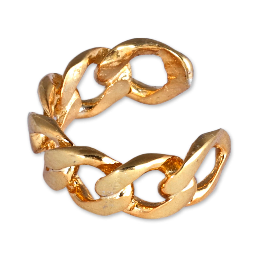 Cable Chain-Shaped Gold-Plated Ear Cuff from Armenia - Cuban Chain