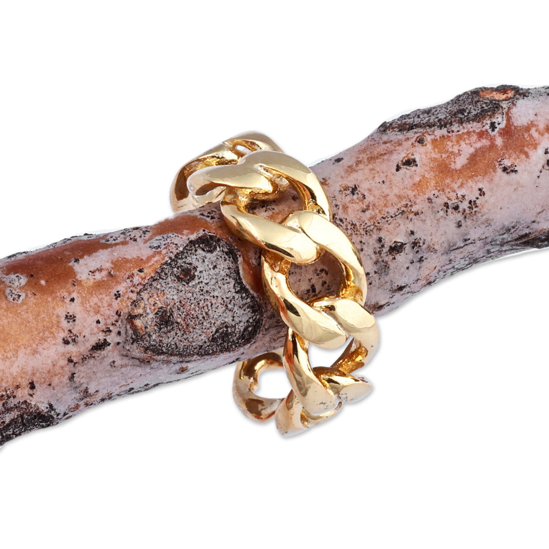 Cable Chain-Shaped Gold-Plated Ear Cuff from Armenia - Cuban Chain