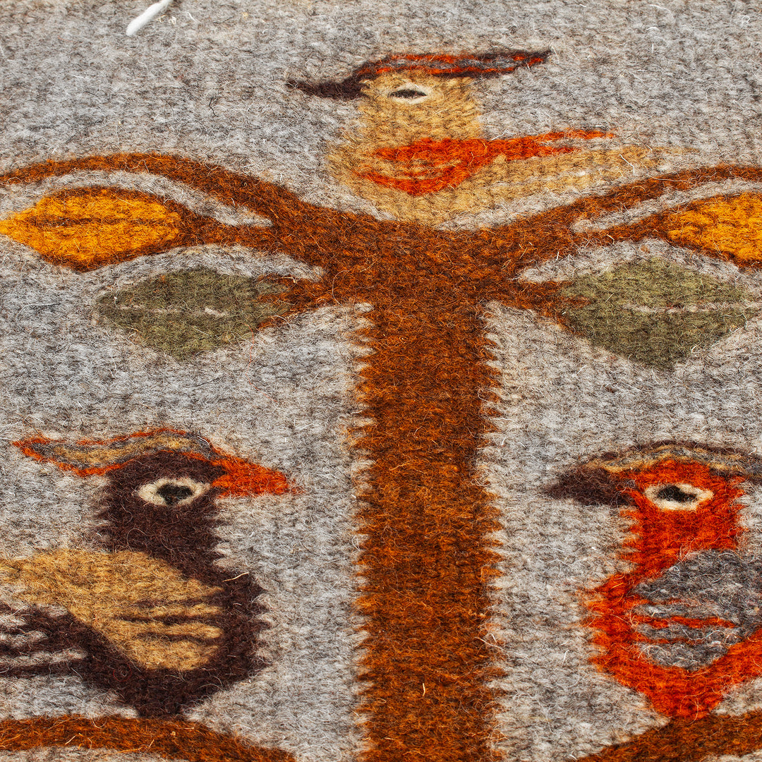 Grey Bird-Themed Hand-Loomed Zapotec Style Wool Table Mat - Grey Bird Kingdom
