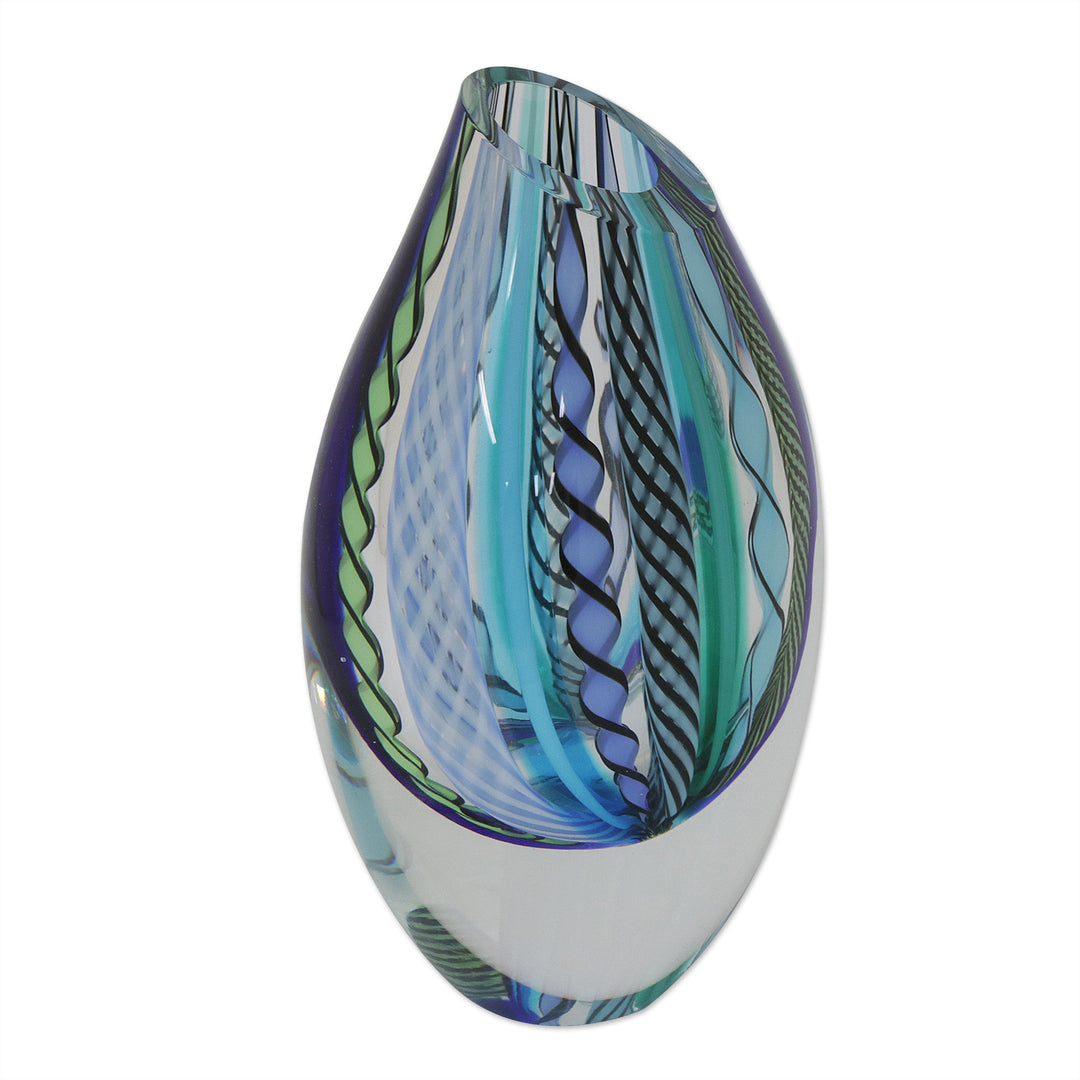 Collectible Handblown Murano Inspired Art Vase (6 Inch) - Carnival Color Fantasy