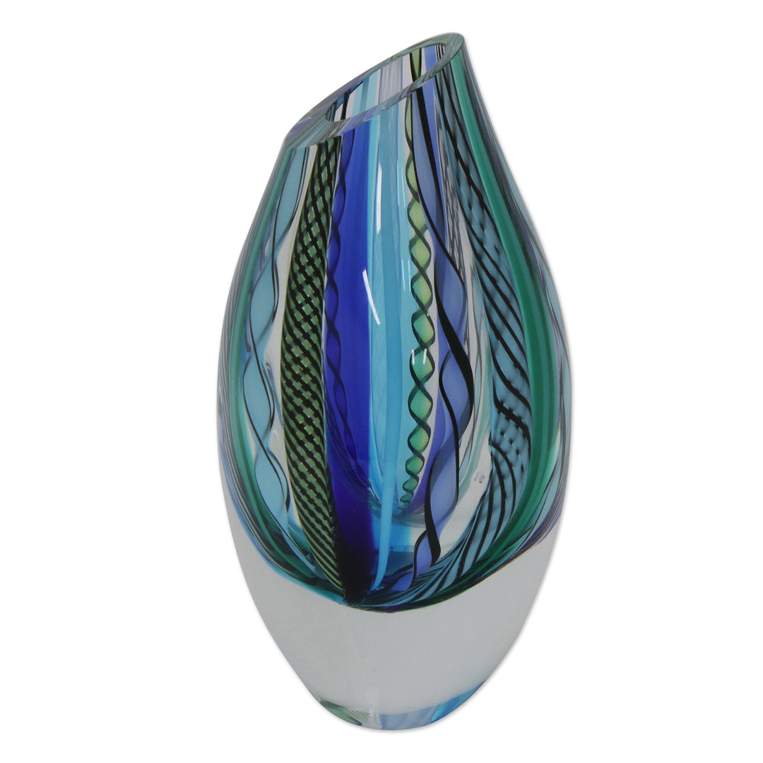 Collectible Handblown Murano Inspired Art Vase (6 Inch) - Carnival Color Fantasy