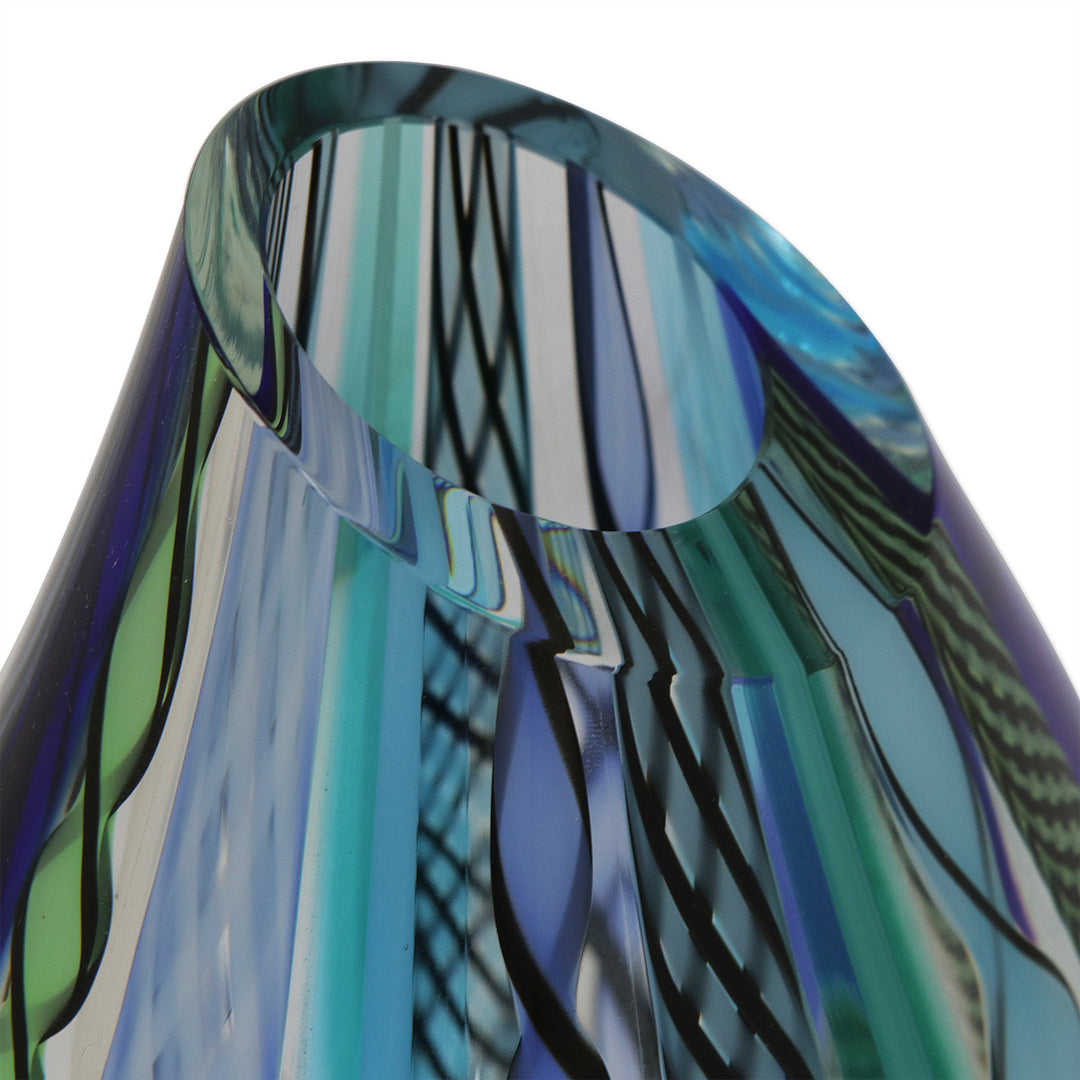 Collectible Handblown Murano Inspired Art Vase (6 Inch) - Carnival Color Fantasy