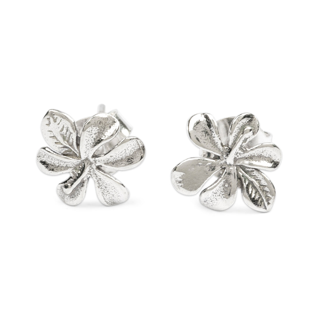 Balinese-Made Sterling Silver Hibiscus Flower Stud Earrings - Hibiscus Heaven