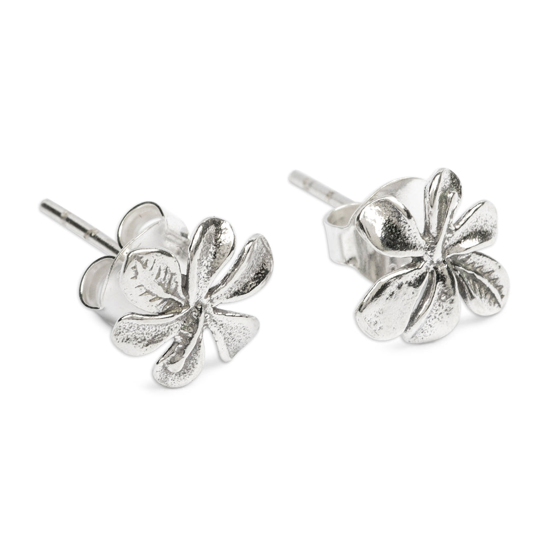 Balinese-Made Sterling Silver Hibiscus Flower Stud Earrings - Hibiscus Heaven