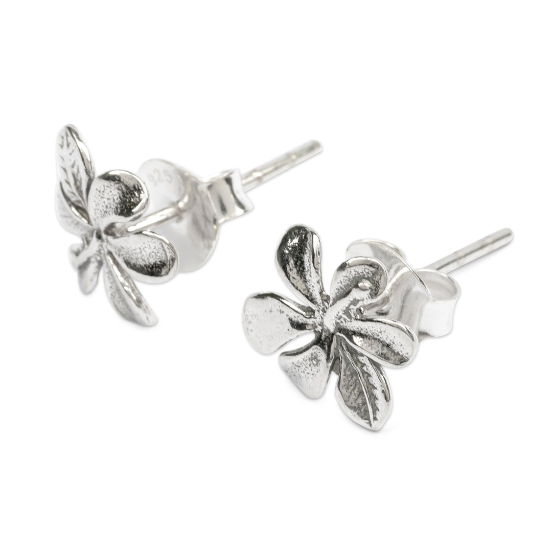 Balinese-Made Sterling Silver Hibiscus Flower Stud Earrings - Hibiscus Heaven