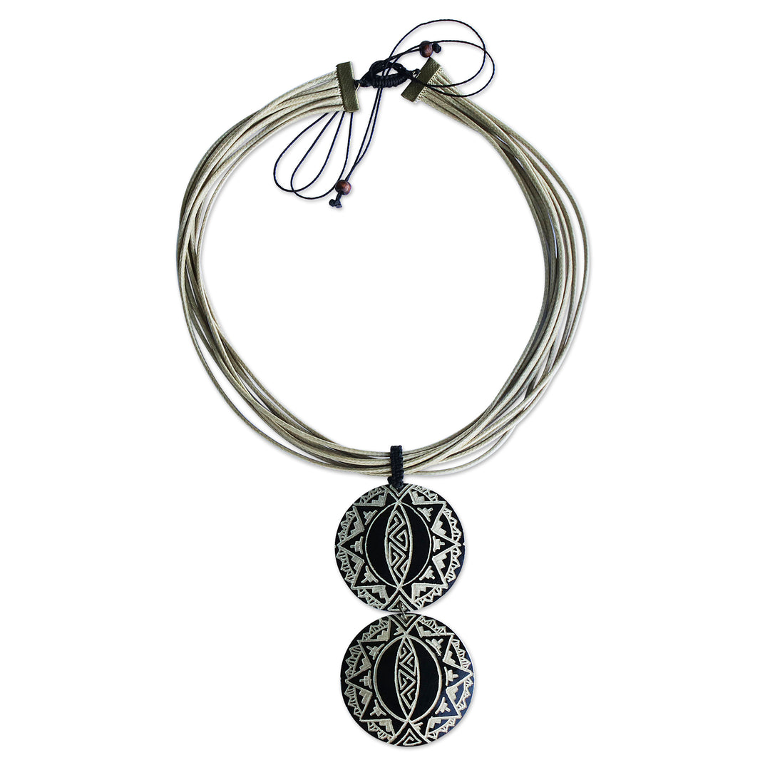 Hand Carved Gourd Necklace - Tribal Stars