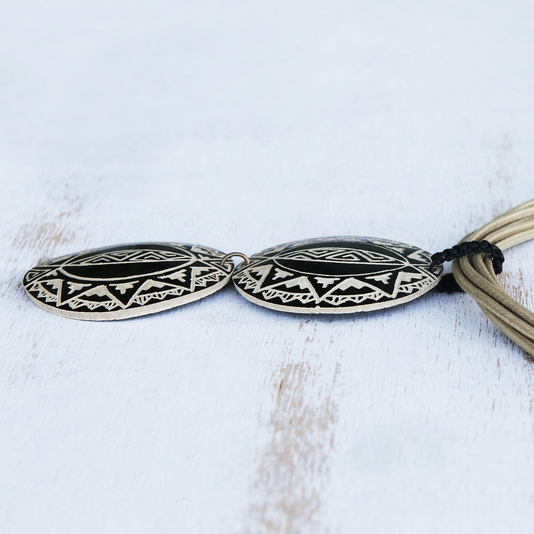 Hand Carved Gourd Necklace - Tribal Stars