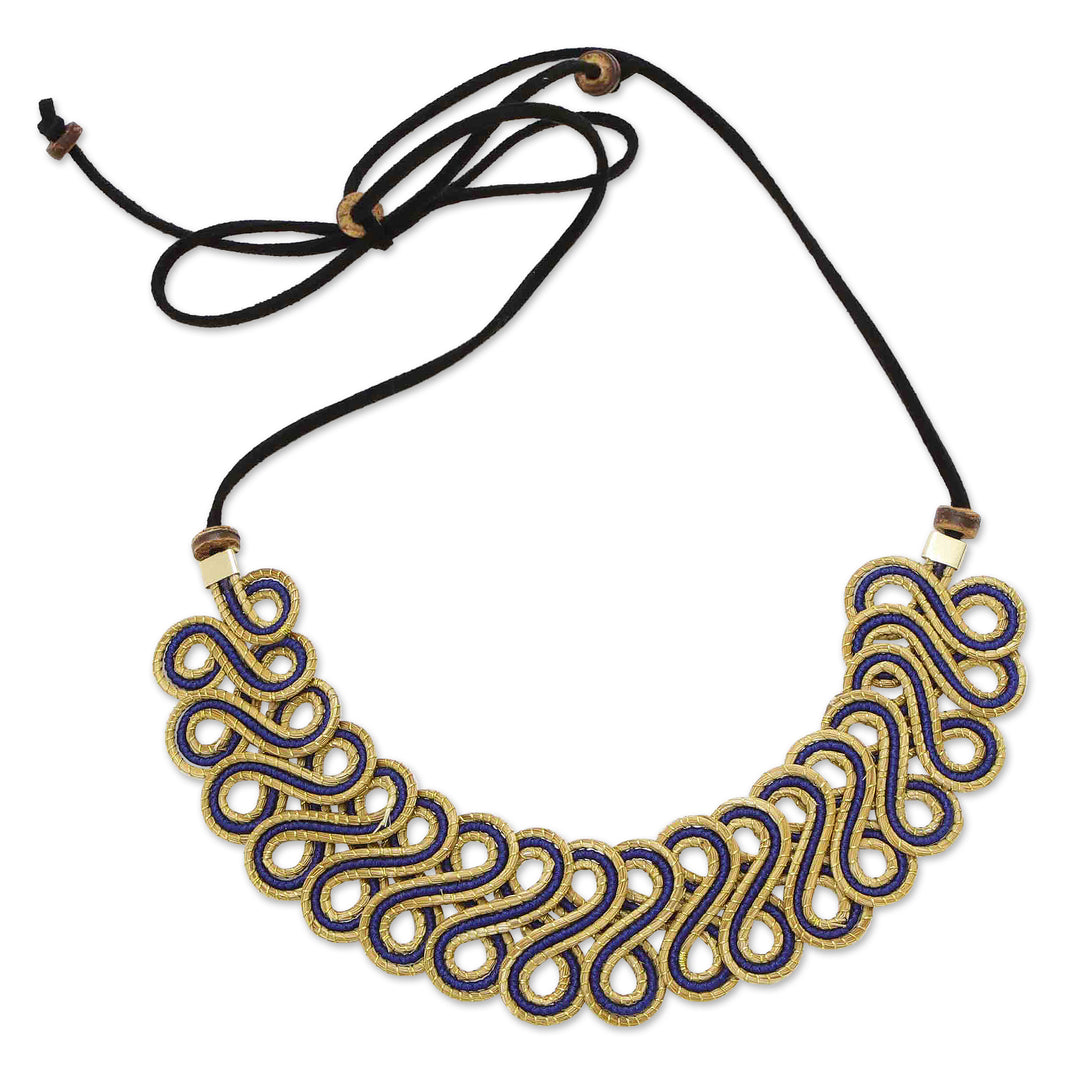 18k Gold-Accented Golden Grass Pendant Necklace in Green - Green Braids