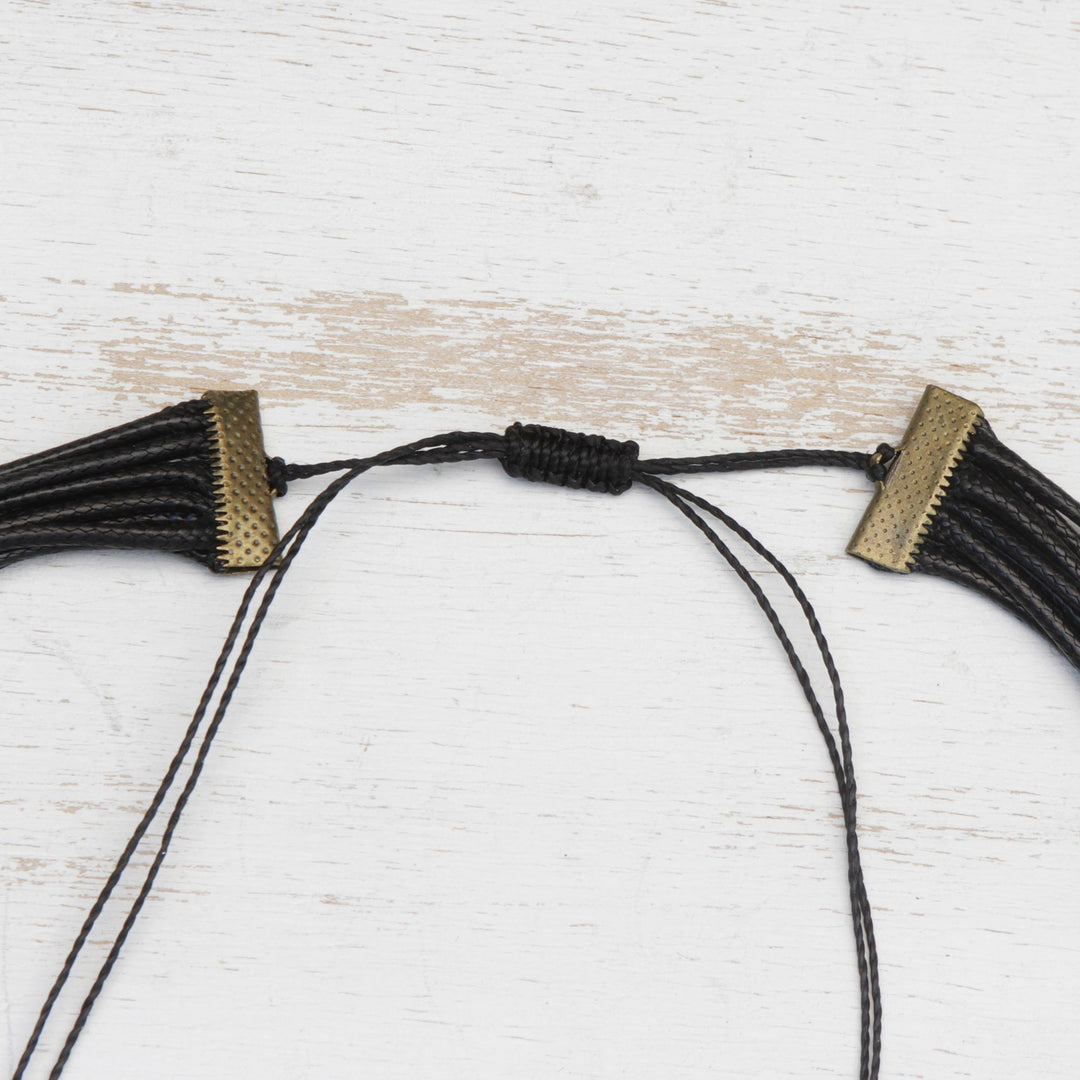 Wood Pendant Necklace with Intricate Line Motifs - Intricate Lines