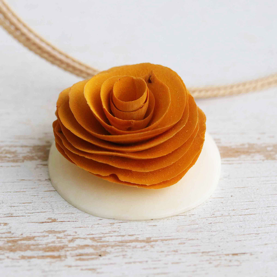 Honey Rose Pendant Necklace Handmade from Eucalyptus Wood - Honey Feeling