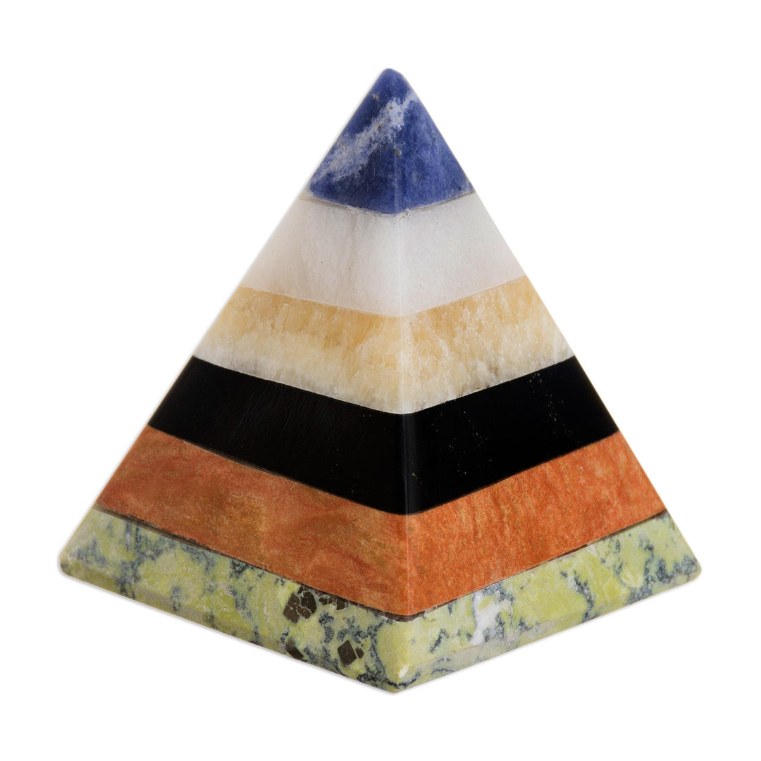Handcrafted Gemstone Pyramid Paperweight Sculpture - Natural Energy