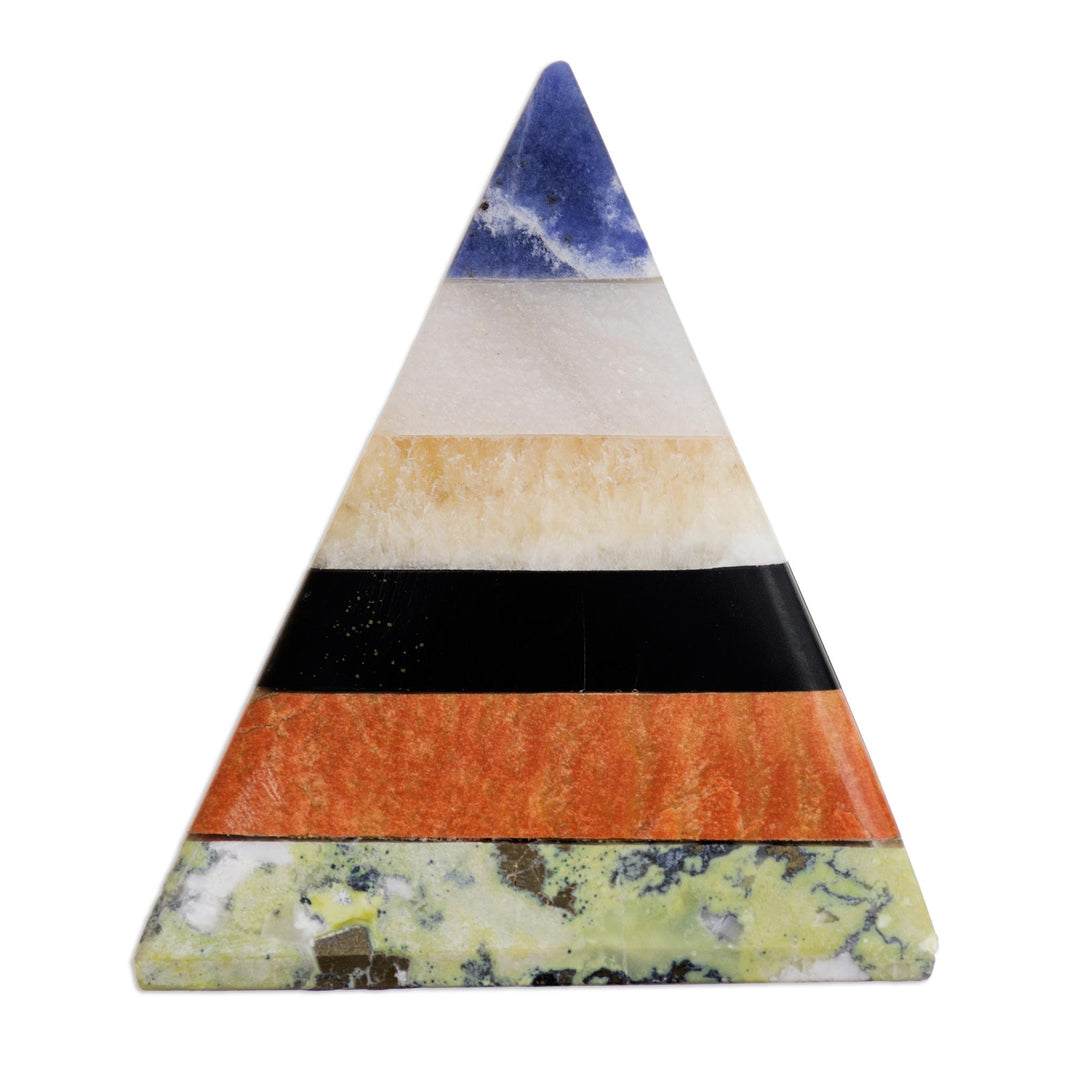 Handcrafted Gemstone Pyramid Paperweight Sculpture - Natural Energy