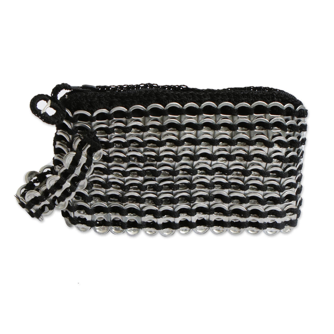 Hand Made Recycled Aluminum Soda Pop-Top Wristlet - Midnight Spark