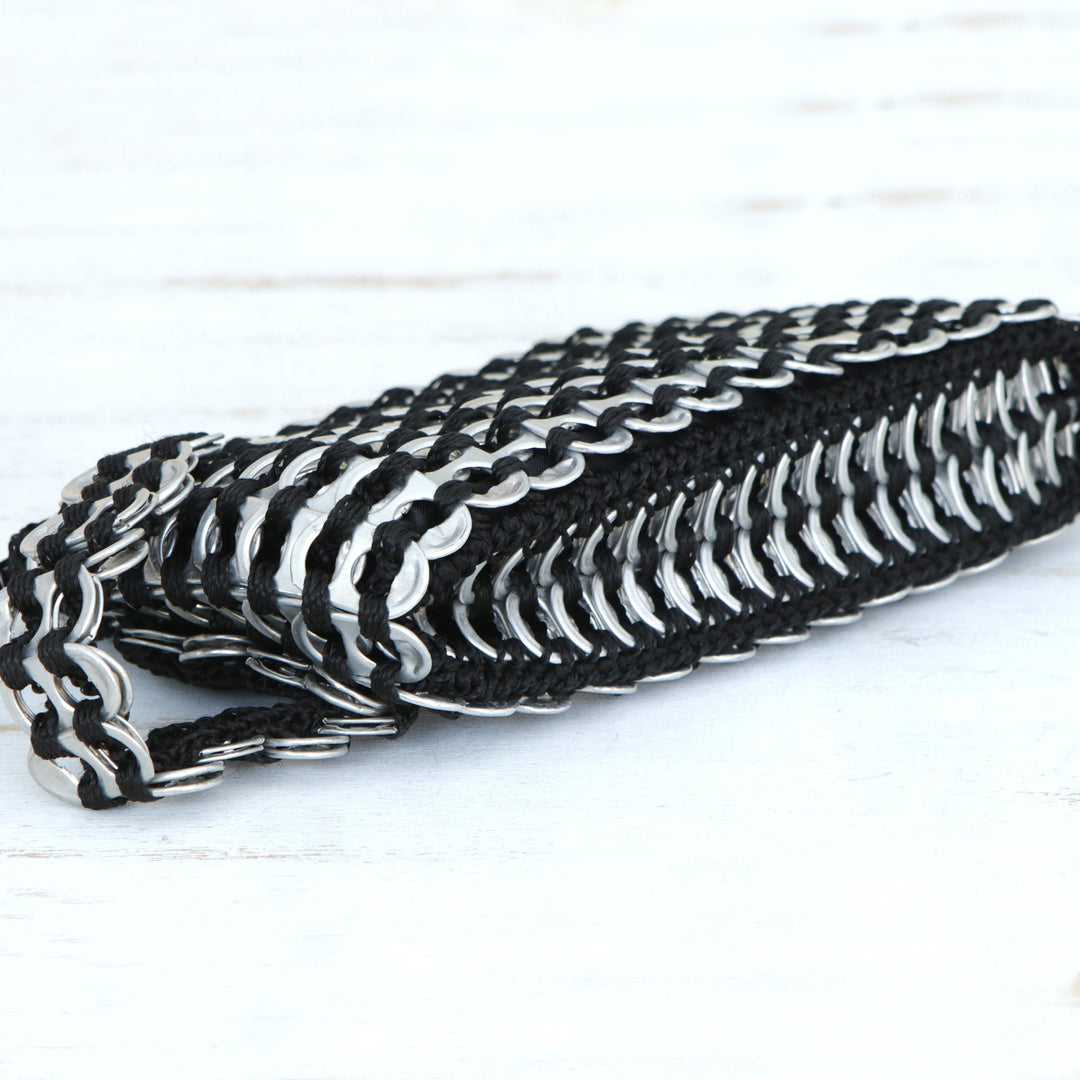 Hand Made Recycled Aluminum Soda Pop-Top Wristlet - Midnight Spark