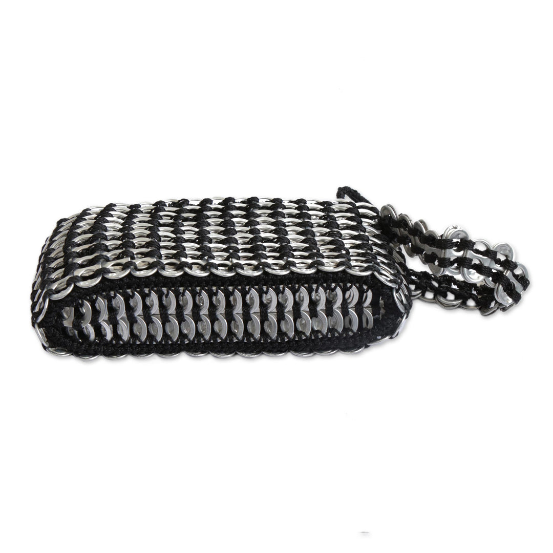 Hand Made Recycled Aluminum Soda Pop-Top Wristlet - Midnight Spark