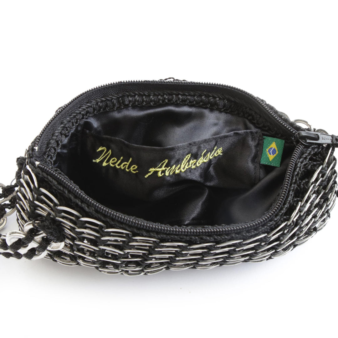 Hand Made Recycled Aluminum Soda Pop-Top Wristlet - Midnight Spark