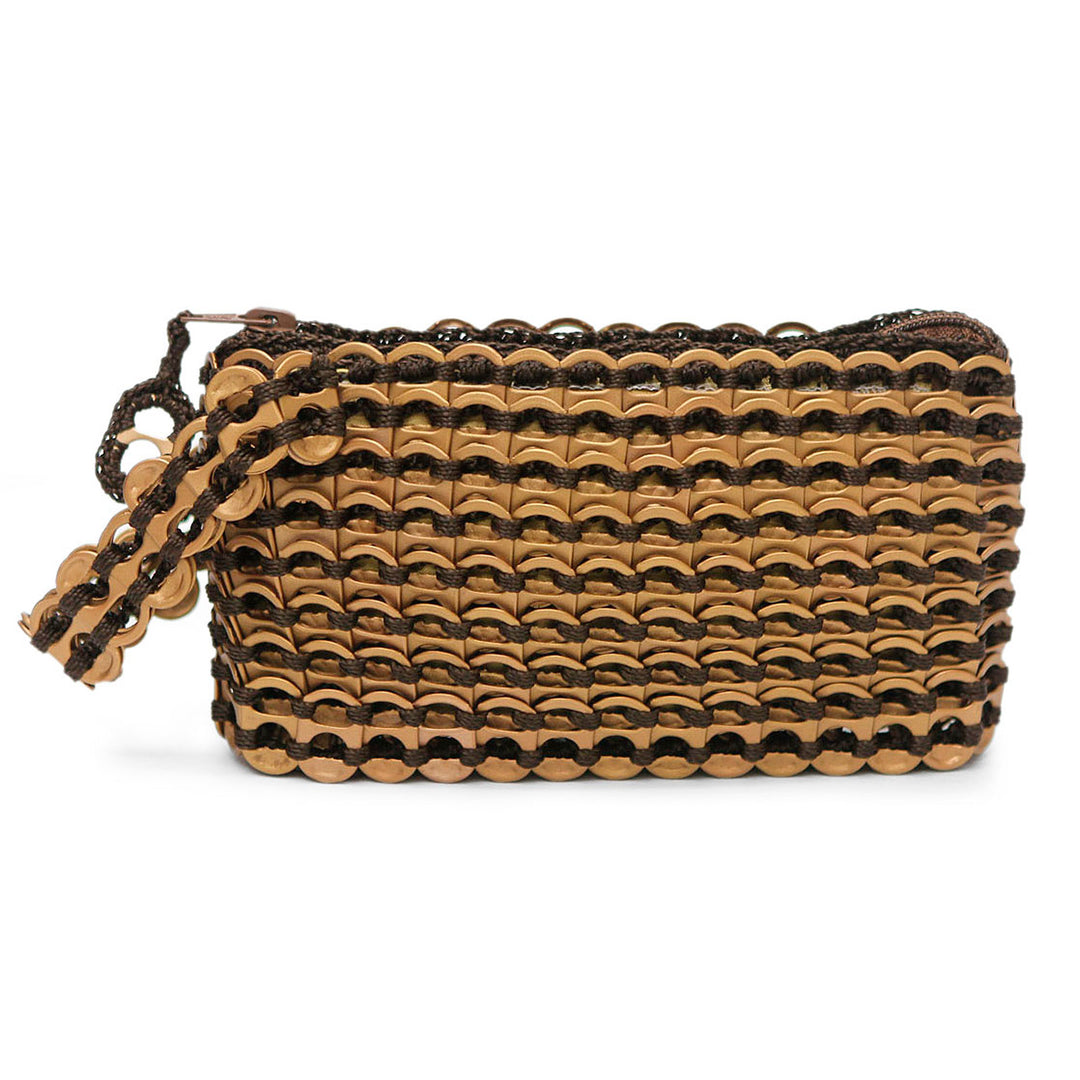 Hand Loomed Aluminum Wristlet from Brazil - Bronze Hope and Change