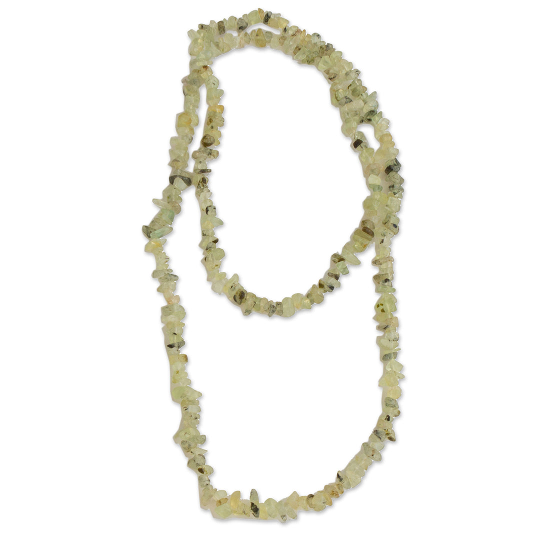 Green Prehnite Beaded Necklace from Brazil - Sage
