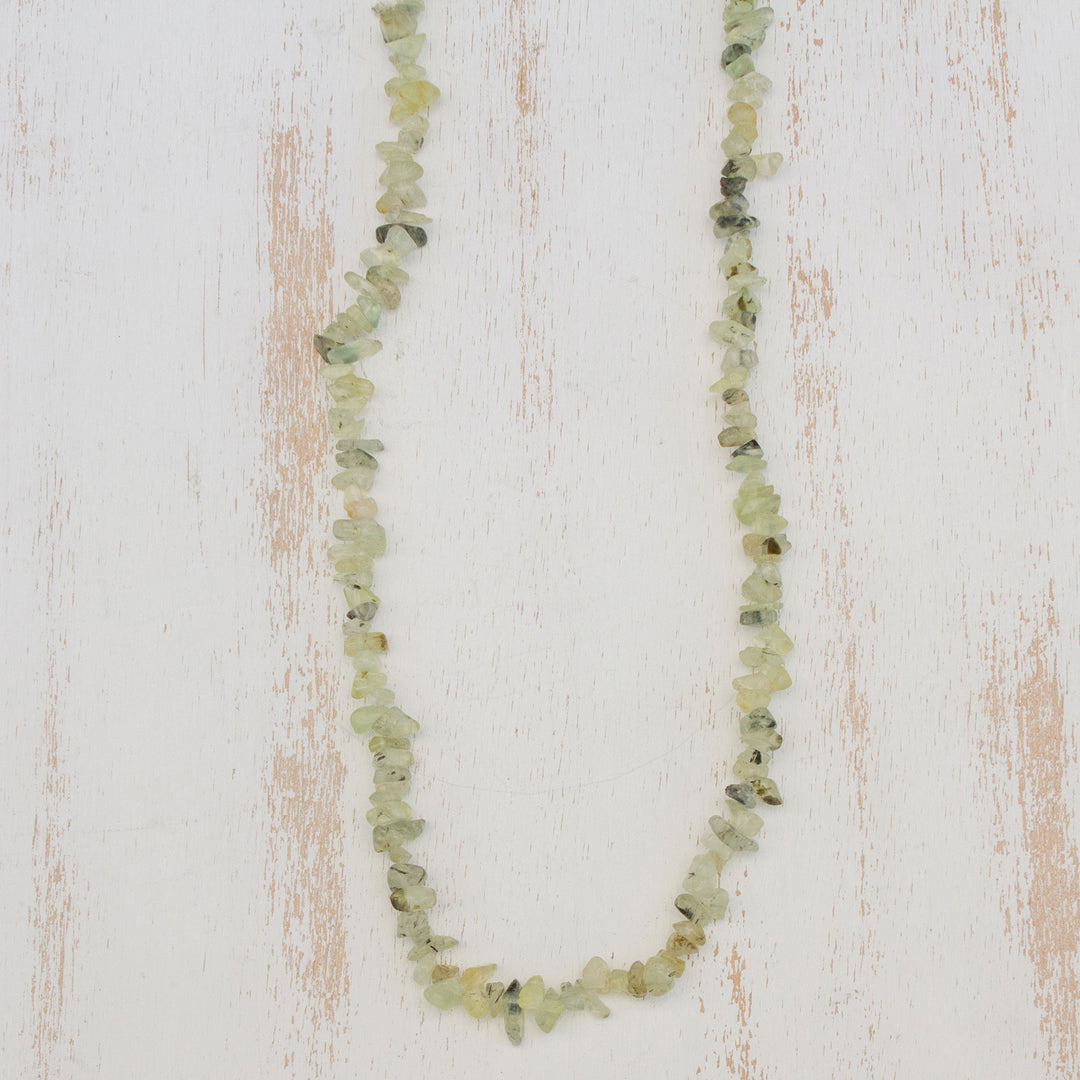 Green Prehnite Beaded Necklace from Brazil - Sage