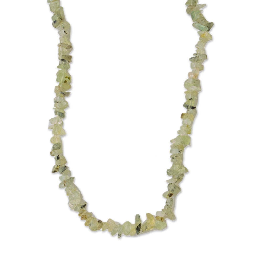 Green Prehnite Beaded Necklace from Brazil - Sage