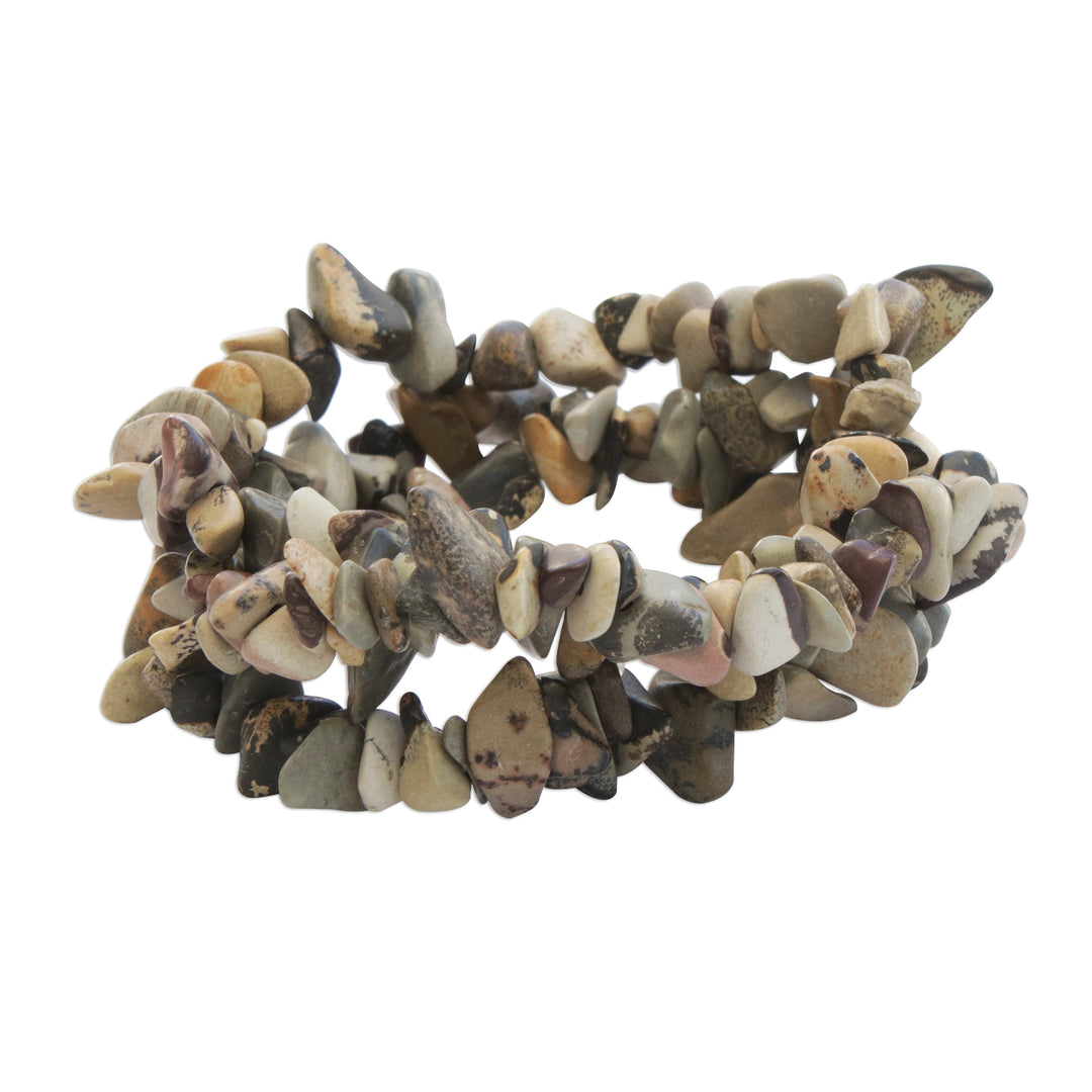 Jasper Beaded Stretch Bracelets from Brazil (Set of 3) - Eclectic Friendship