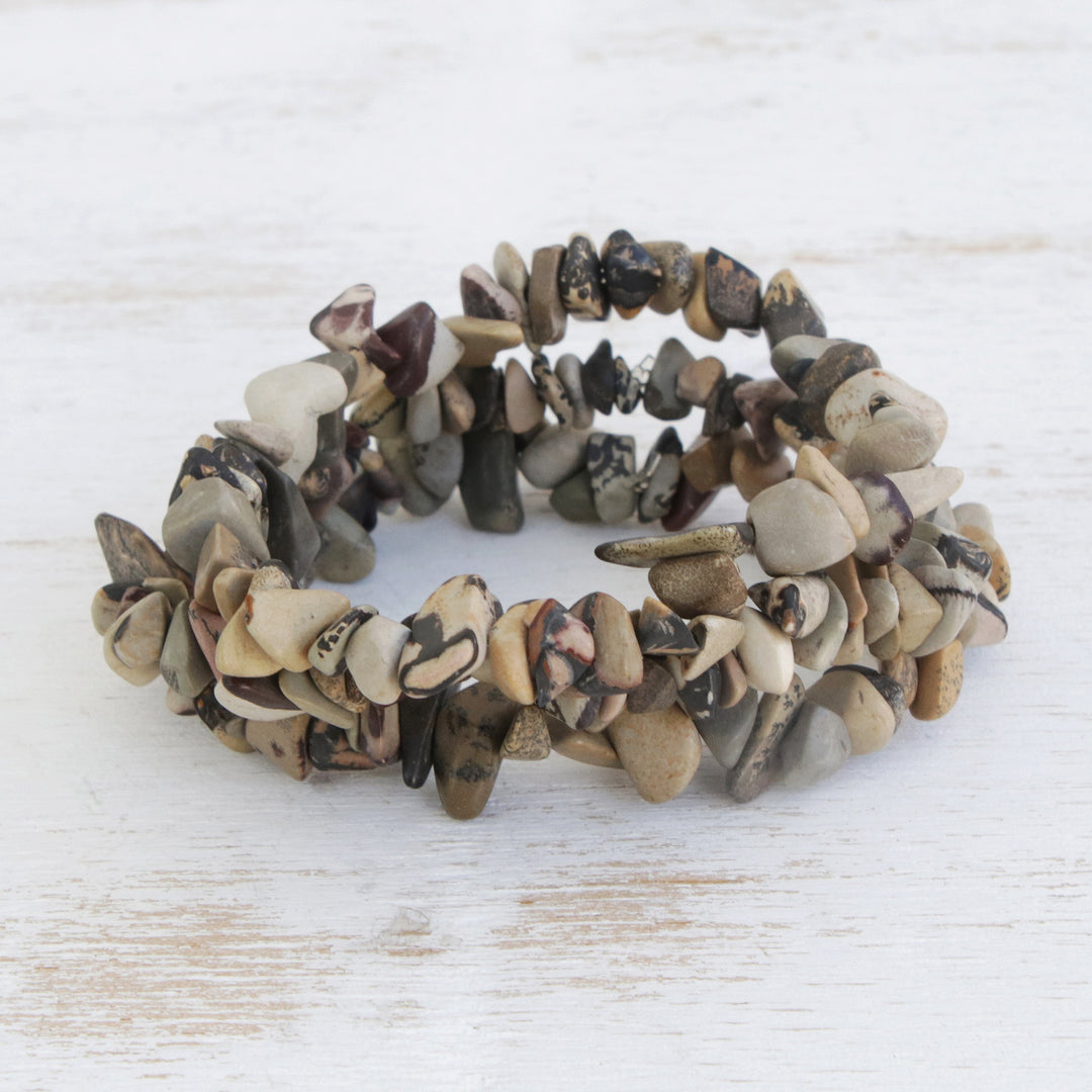 Jasper Beaded Stretch Bracelets from Brazil (Set of 3) - Eclectic Friendship