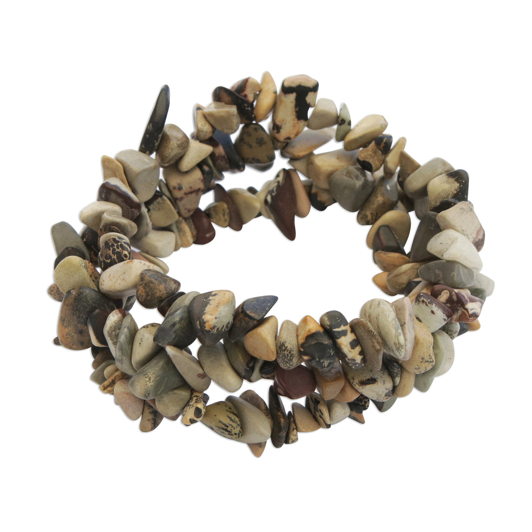 Jasper Beaded Stretch Bracelets from Brazil (Set of 3) - Eclectic Friendship