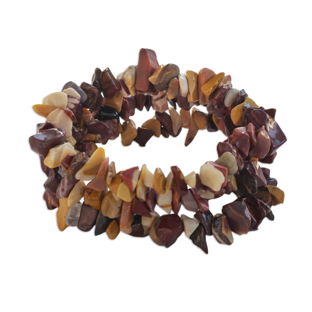 Three Jasper Beaded Stretch Bracelets from Brazil - Jasper Trio