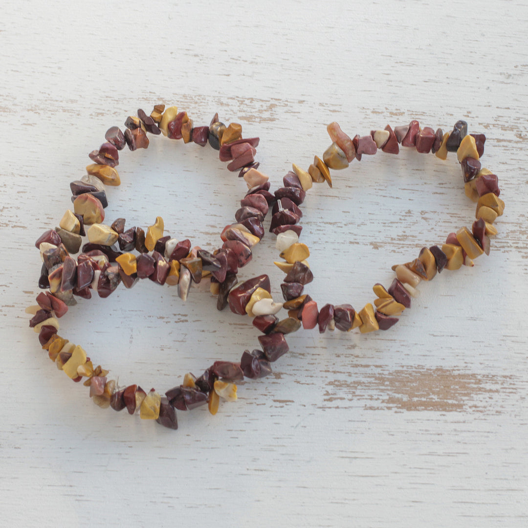 Three Jasper Beaded Stretch Bracelets from Brazil - Jasper Trio