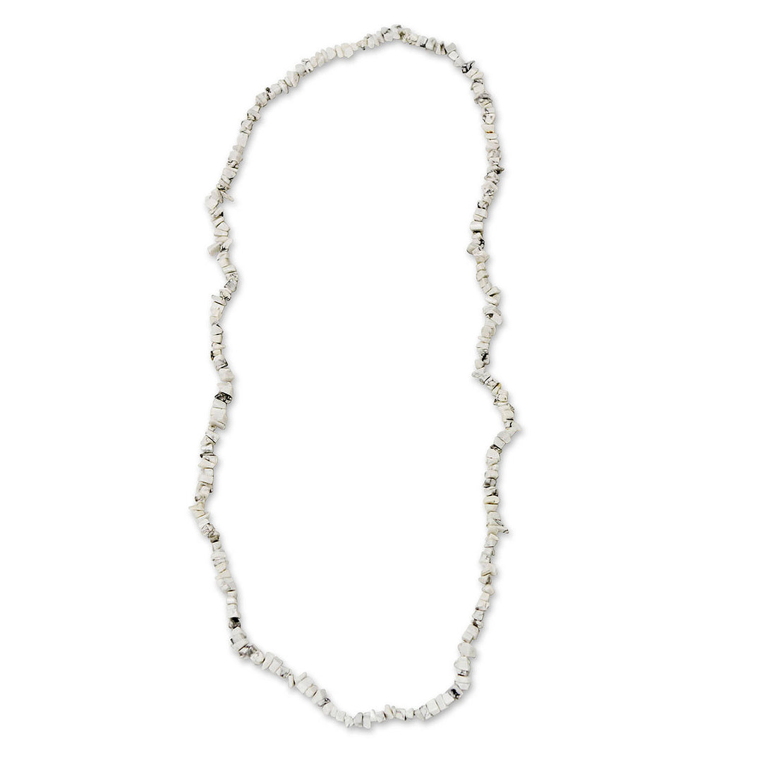Hand Made Long Beaded Howlite Necklace - Brazilian Cloud