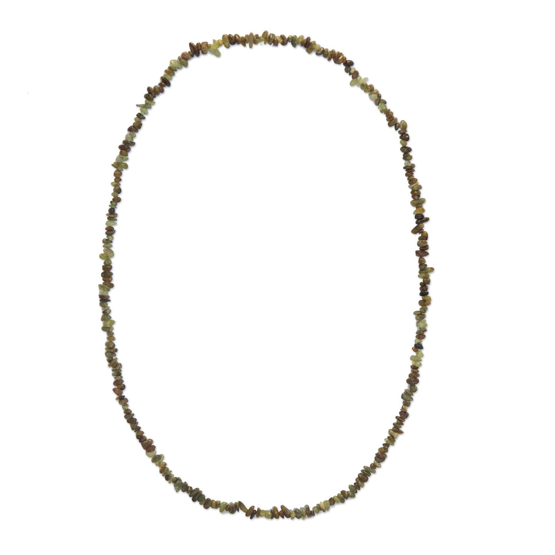 Natural Garnet Long Beaded Necklace from Brazil - Rainy Forest