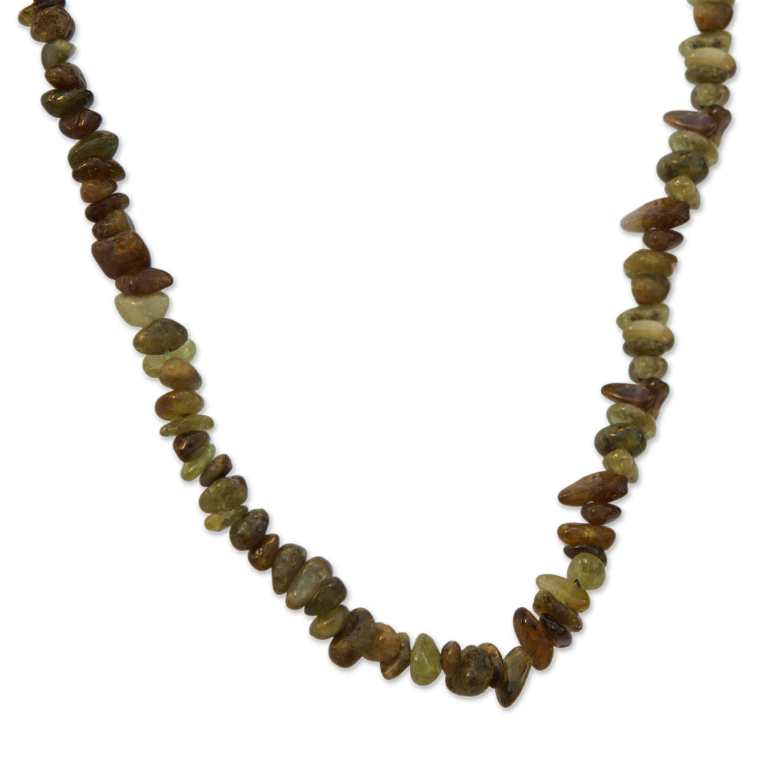 Natural Garnet Long Beaded Necklace from Brazil - Rainy Forest